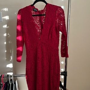 Bebe red lace dress size M